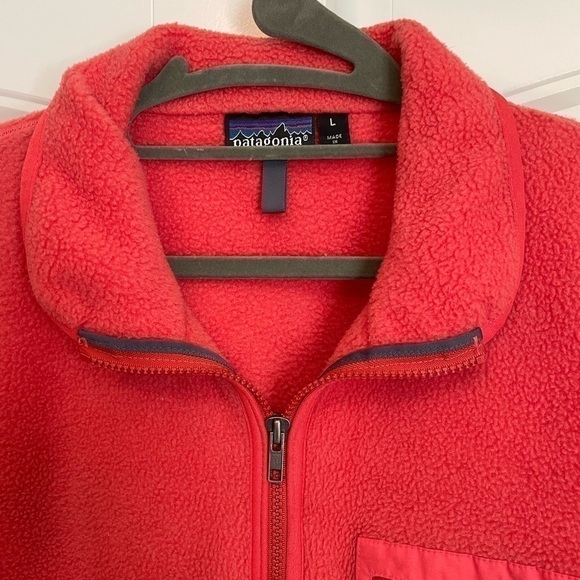 Vintage 1991 Patagonia fleece zip up jacket red/pink made in USA size large - Picture 2 of 12